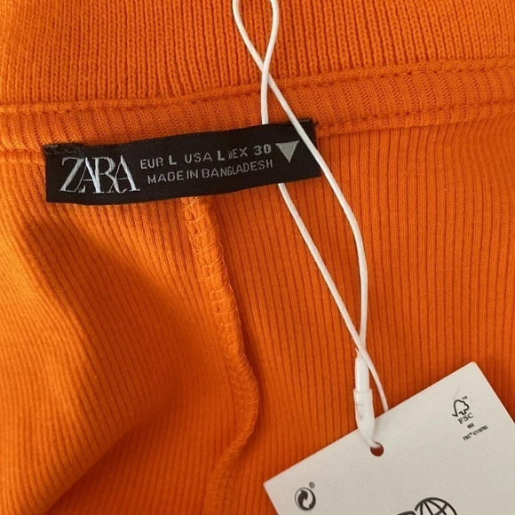 Zara Orange Ribbed Tennis Dress Collared Fit & Flare - Picture 5 of 5